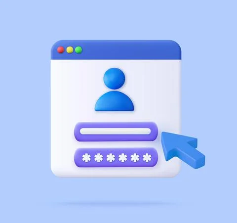 3d user Login form page. Ilustração Stock