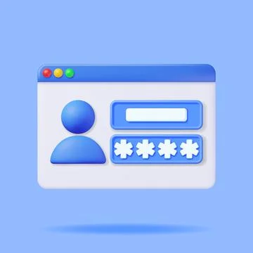 3D User Login Form Page Illustrazione stock