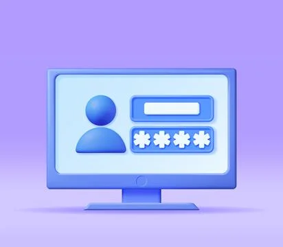 3D User Login Form Page in Computer. Stock Illustration
