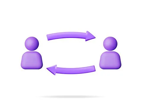 3D User Sync or Switch Symbol Stock Illustration