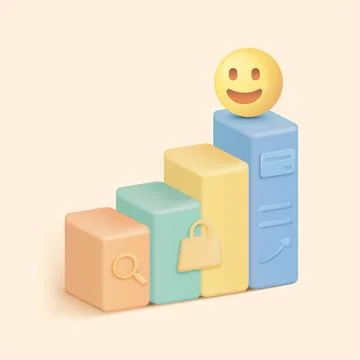 3D UX Steps for Online Store Success Ilustração Stock