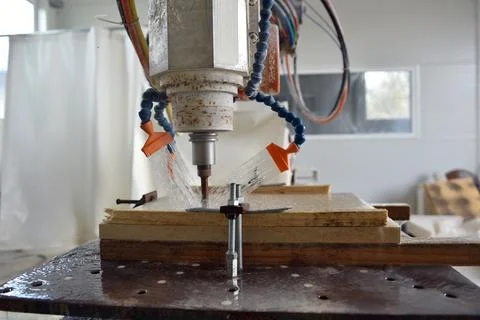 3D V cnc stone milling robot Stock Photos