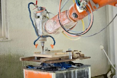 3D V cnc stone milling robot Stock Photos