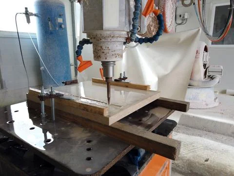 3D V cnc stone milling robot Stock Photos