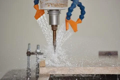3D V cnc stone milling robot Stock Photos