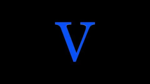 3d V letter logo loopable blue color black background Stock Illustration