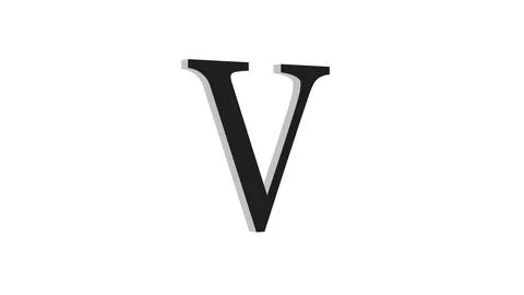 3d V letter logo loopable black color white background 스톡 일러스트