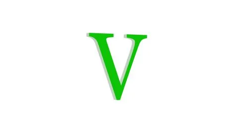 3d V letter logo loopable green color white background Stock Illustration