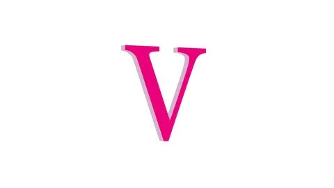 3d V letter logo loopable pink color white background Stock Illustration