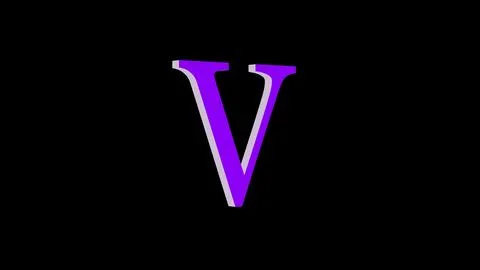 3d V letter logo loopable purple color black background Illustrazione stock