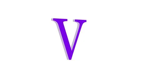 3d V letter logo loopable purple color white background Stock Illustration