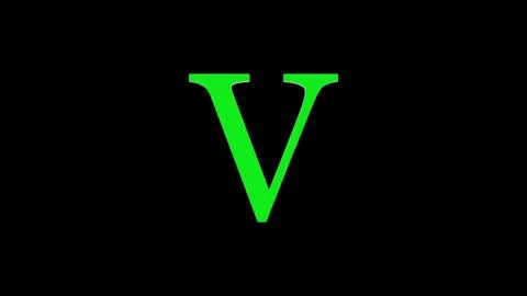 3d V letter logo loopable rotated green color black background Illustrazione stock