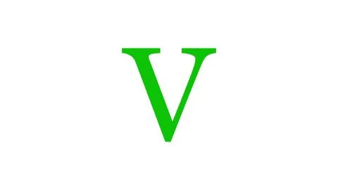 3d V letter logo loopable rotated green color white background Illustrazione stock