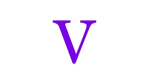 3d V letter logo loopable rotated purple color white background Illustrazione stock