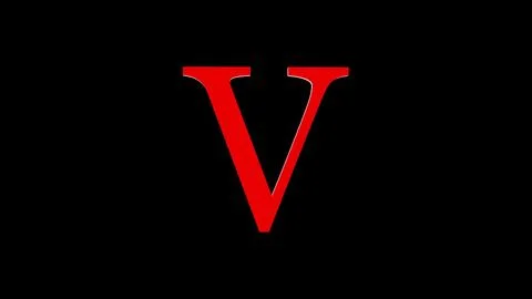 3d V letter logo loopable rotated red color black background Illustrazione stock