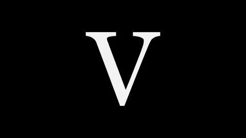 3d V letter logo loopable rotated white color black background Illustrazione stock