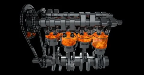 3D V8 Engine Rendering Stock Illustration
