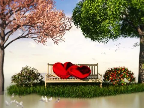 3D Valentin  view for love and romance Stock Illustration