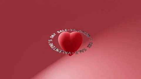 3D Valentine's Day Loop Sale, with text spinning around. Stock Footage 147408863