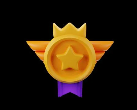 3D value medal icon, render ranking quality game badge, golden circle Stock Illustration