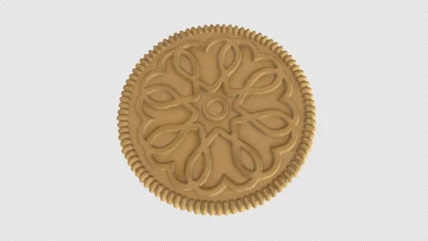 3D Vanilla Sandwich Cookie Rotating, Alpha Channel Isolated with Alpha Channel Stock Footage 348318862