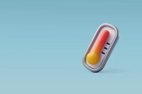 3d Vector 3d Weather Thermometer Icon, Global warming. Ecology concept. Stock Illustration