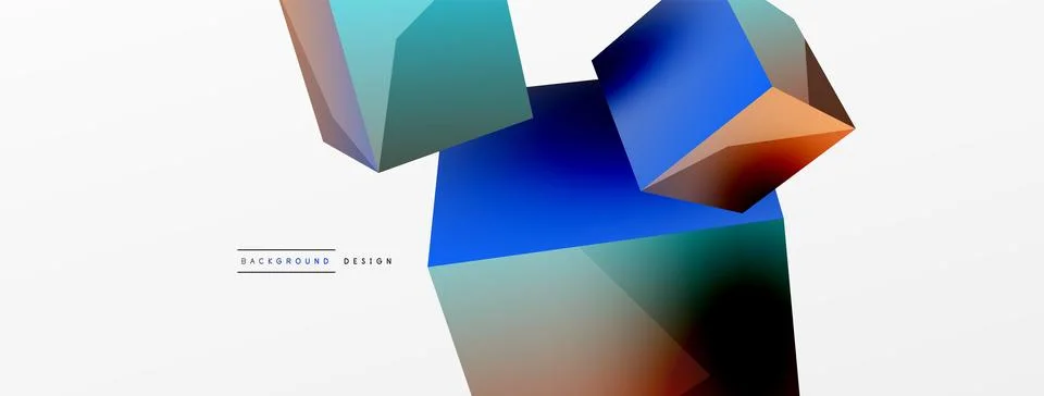 3d vector abstract background. Flying cubes composition. Trendy techno business Stock Illustration