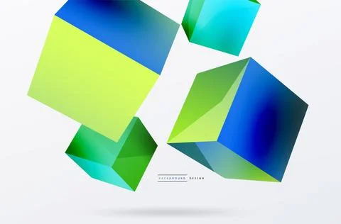 3d vector abstract background. Flying cubes composition. Trendy techno business 스톡 일러스트