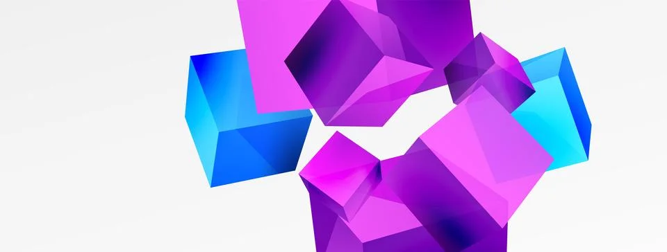 3d vector abstract background. Flying cubes composition. Trendy techno business Stock Illustration