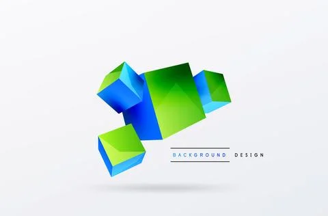 3d vector abstract background. Flying cubes composition. Trendy techno business Stock Illustration