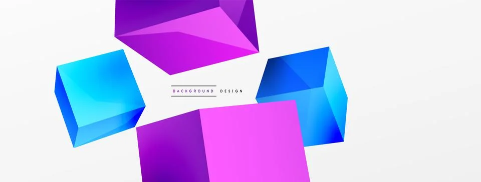 3d vector abstract background. Flying cubes composition. Trendy techno business Stock Illustration
