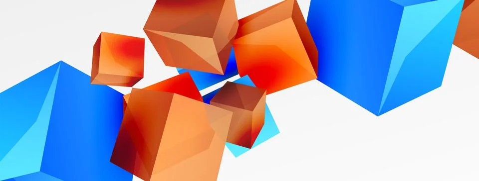 3d vector abstract background. Flying cubes composition. Trendy techno business イラスト素材
