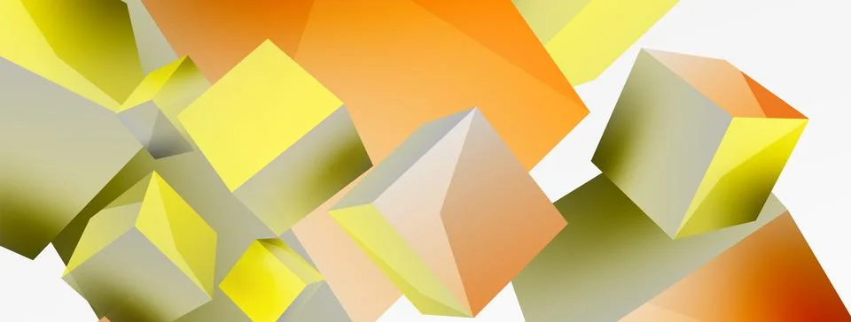 3d vector abstract background. Flying cubes composition. Trendy techno business Stock Illustration