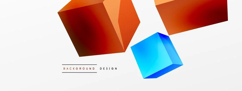 3d vector abstract background. Flying cubes composition. Trendy techno business Stock Illustration
