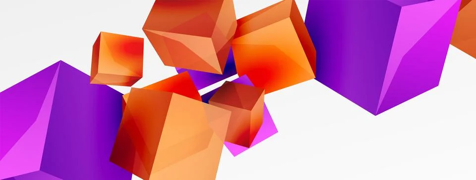 3d vector abstract background. Flying cubes composition. Trendy techno business Stock Illustration