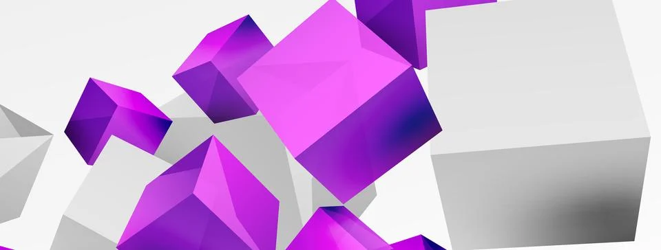 3d vector abstract background. Flying cubes composition. Trendy techno business Stock Illustration