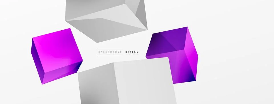 3d vector abstract background. Flying cubes composition. Trendy techno business Stockillustratie