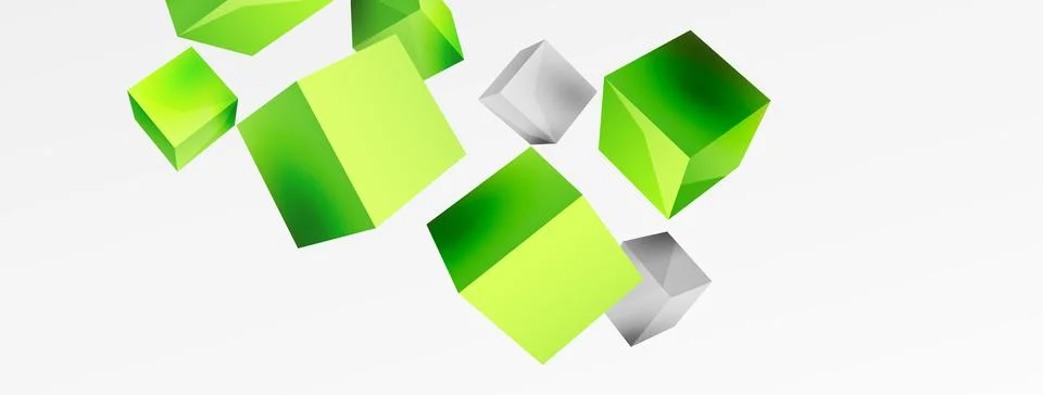 3d vector abstract background. Flying cubes composition. Trendy techno business Stock Illustration