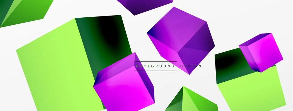 3d vector abstract background. Flying cubes composition. Trendy techno business Stock Illustration