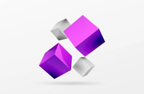 3d vector abstract background. Flying cubes composition. Trendy techno business Stock Illustration