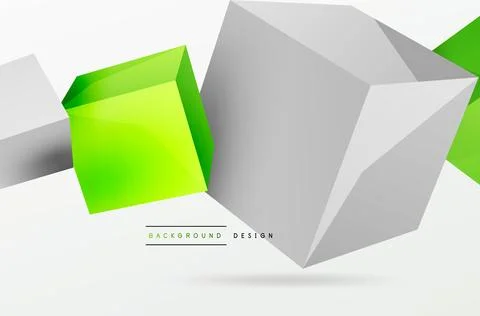 3d vector abstract background. Flying cubes composition. Trendy techno business Stock Illustration