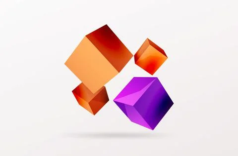 3d vector abstract background. Flying cubes composition. Trendy techno business イラスト素材