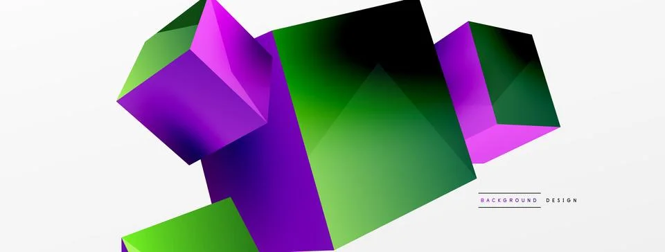 3d vector abstract background. Flying cubes composition. Trendy techno business Stock Illustration