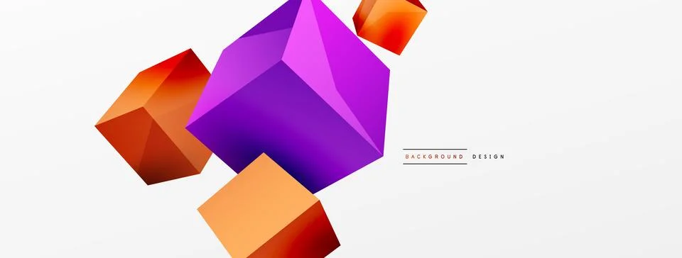 3d vector abstract background. Flying cubes composition. Trendy techno business Illustrazione stock