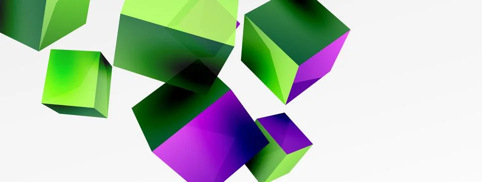 3d vector abstract background. Flying cubes composition. Trendy techno business Stock Illustration