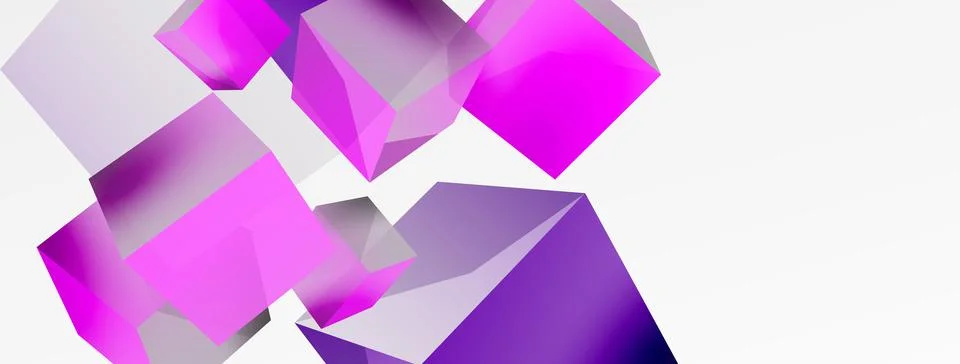 3d vector abstract background. Flying cubes composition. Trendy techno business Illustrazione stock