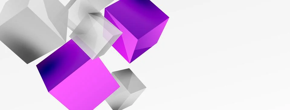 3d vector abstract background. Flying cubes composition. Trendy techno business Stock Illustration