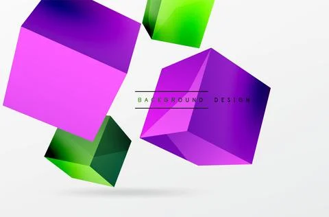 3d vector abstract background. Flying cubes composition. Trendy techno business Stock Illustration