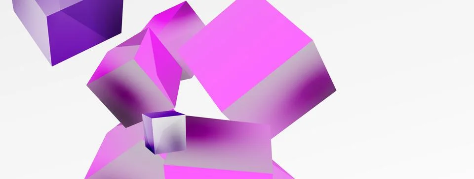 3d vector abstract background. Flying cubes composition. Trendy techno business Illustrazione stock