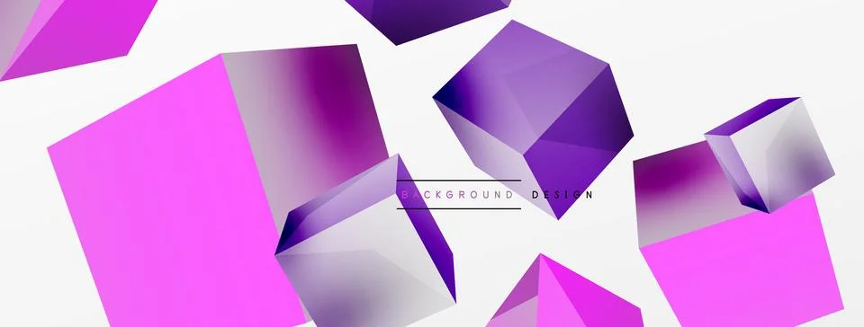 3d vector abstract background. Flying cubes composition. Trendy techno business Illustrazione stock